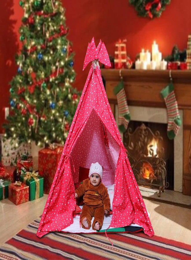 Next Day Art Tent House for Kids Kids Tepee Tent with Padded Mat, Kids Canopy Play Tent, Playard, Playhouse Big Portable Tent for Kids for Indoor and Outdoor- Red - Image 5